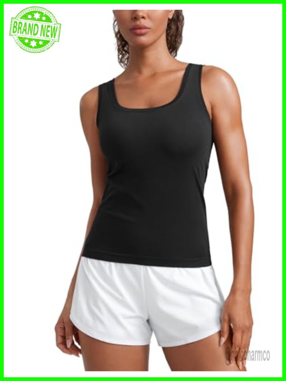 Womens Seamless Scoop Neck Active Tank Top Slim Fit Workout